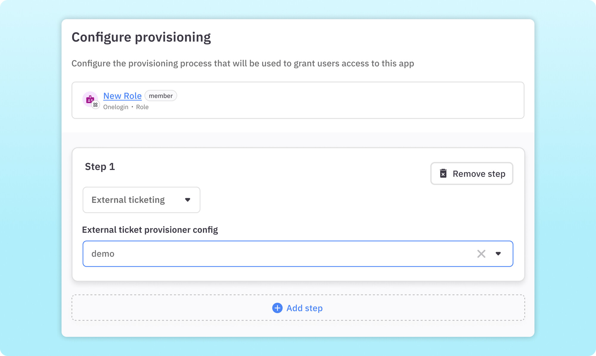 Helpdesk provisioning screenshot