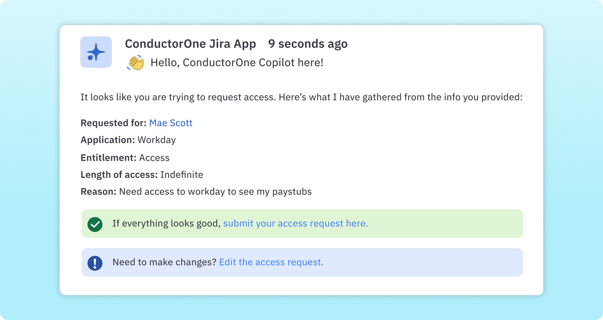 Copilot helpdesk automation screenshot