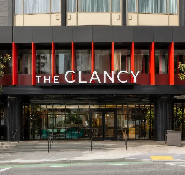 The entrance to The Clancy hotel, San Francisco