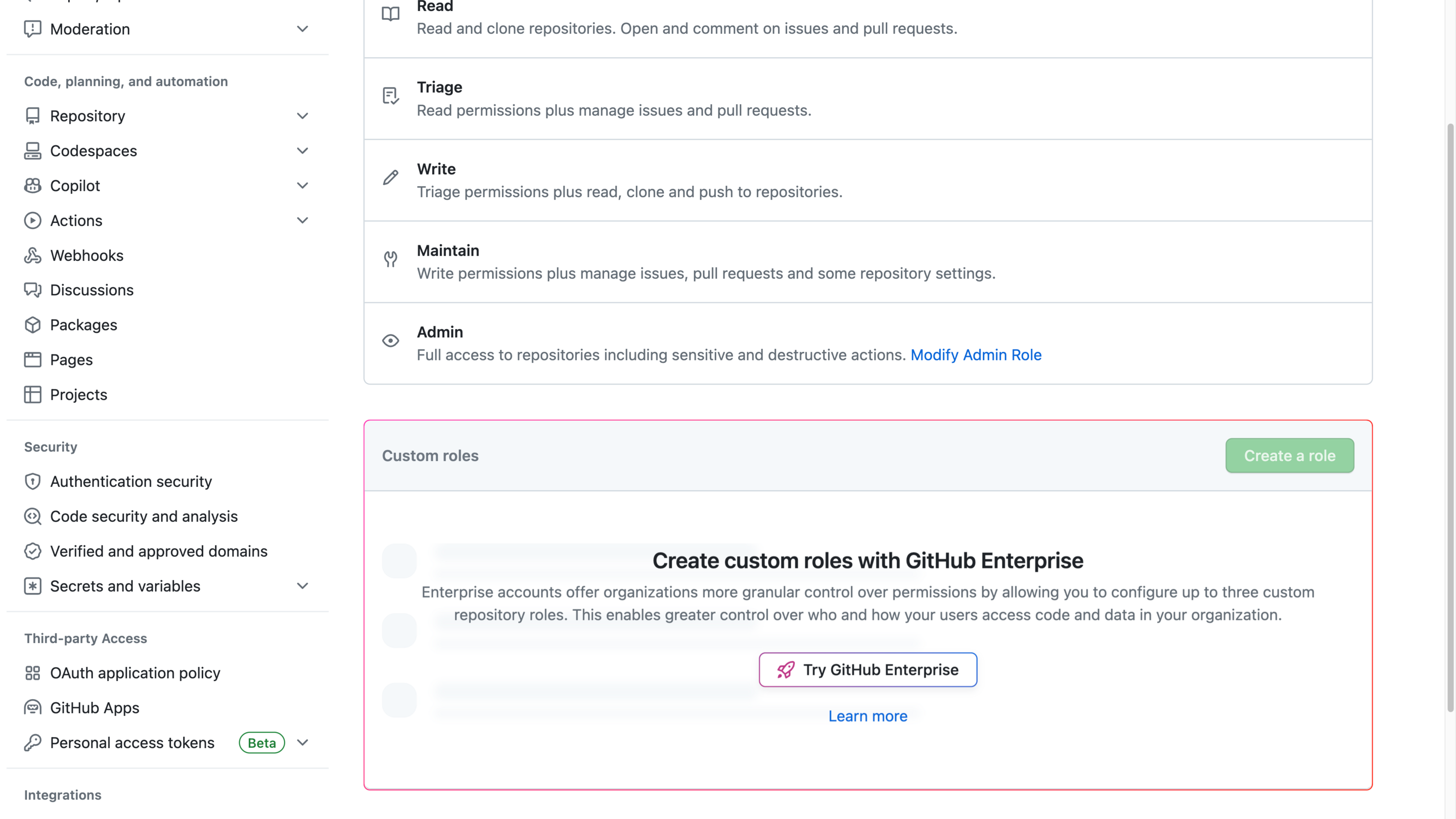 Custom repository-level roles with GitHub Enterprise