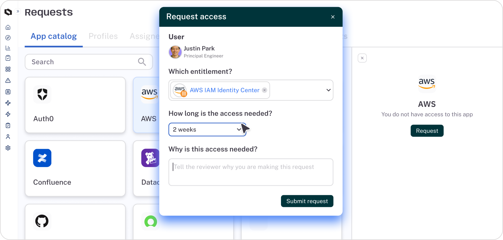 Provide frictionless just-in-time access to any resource with self-service requests, smart auto-approval, and no-touch provisioning.